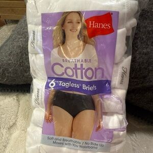 Hanes 6 Pack Briefs Panties Soft 100% Breathable Cotton White Size 7 / Large New